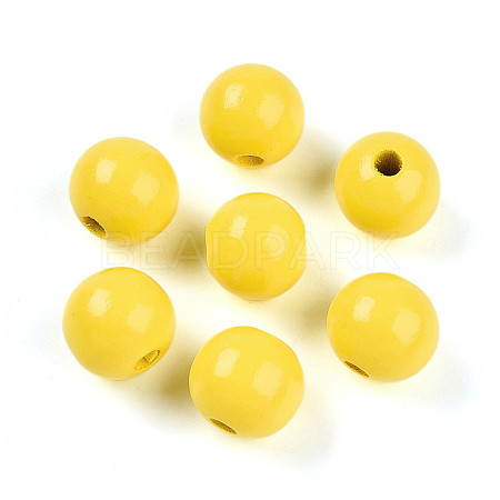 Painted Natural Wood Beads WOOD-A018-16mm-18-1