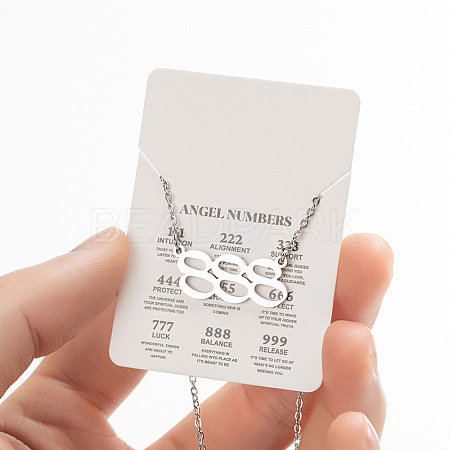 201 Stainless Steel Angel Number Pendant Necklaces for Women FS-WG21275-16-1