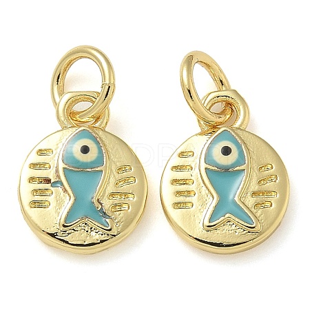 Rack Plating Brass Enamel Charms KK-K392-06G-1