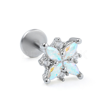 Stainless Steel Micro Pave Clear Cubic Zirconia Cartilage Earrings for Women Men WG39C06-06-1