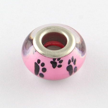 Large Hole Dog Paw Prints Pattern Resin European Beads OPDL-Q129-226A-1