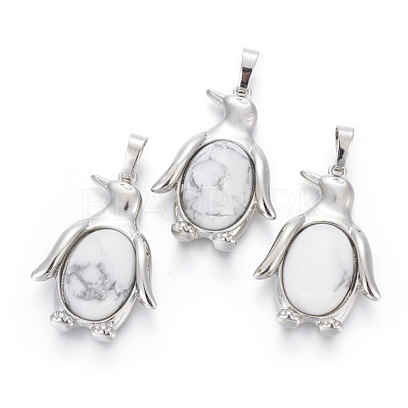 Natural Howlite Pendants G-L512-A24-1