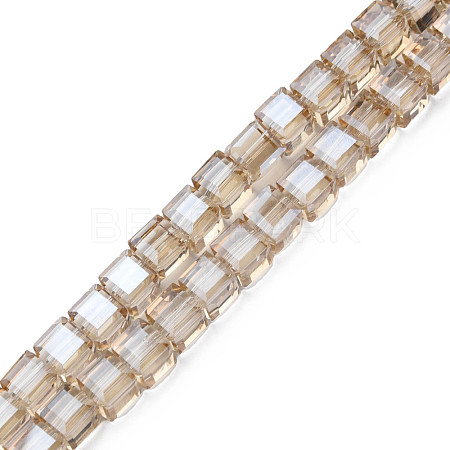 Electroplate Transparent Glass Beads Strands EGLA-N002-28-F04-1