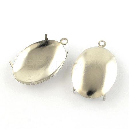 Tarnish Resistant 201 Stainless Steel Pendant Cabochon Settings STAS-S046-05-1