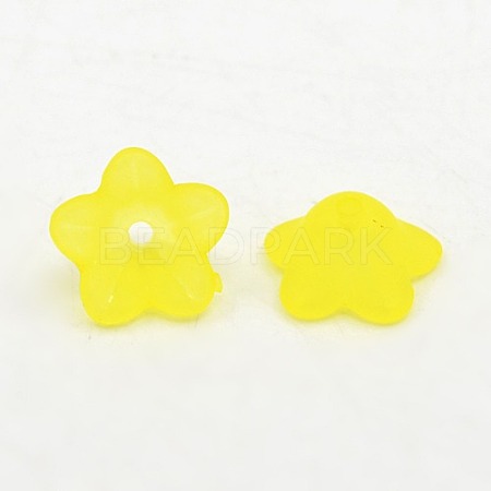 Chunky Yellow Transparent Frosted Flower Acrylic Beads X-PL560-7-1