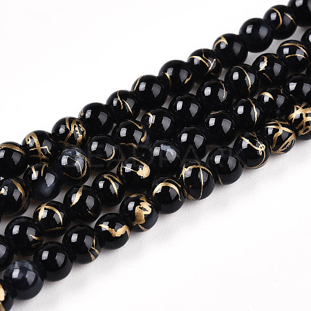 Baking Paint Glass Beads Strands DGLA-N003-4mm-B10-1