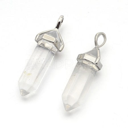 Natural Quartz Crystal Bullet Double Terminated Pointed Pendants X-G-F171-12-1