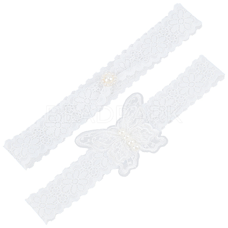 Polyester Lace Elastic Bridal Garters DIY-WH0308-148B-1