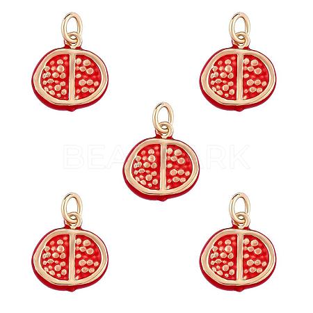 5 Pieces Pomegranate Charm Pendant Enamel Fruit Charm Imitation Fruit Pendant for Jewelry Keychain Necklace Earring Making Crafts JX381A-1