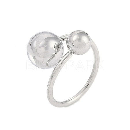 Non-Tarnish 304 Stainless Steel Round Open Cuff Ring for Women RJEW-C097-07P-1