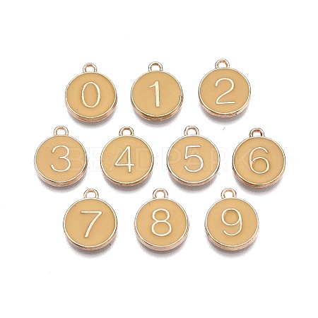 Light Gold Plated Alloy Enamel Charms ENAM-T010-07G-1