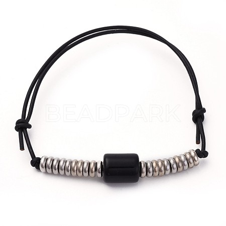 Non-magnetic Synthetic Hematite Braided Beads Bracelets BJEW-JB04313-1