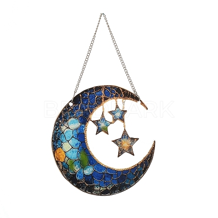 Stained Acrylic & Iron Suncatchers HJEW-F022-01E-1