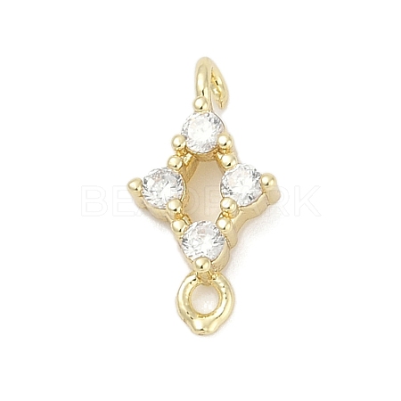 Brass Micro Pave Clear Cubic Zirconia Connector Charms KK-Z094-08G-02-1