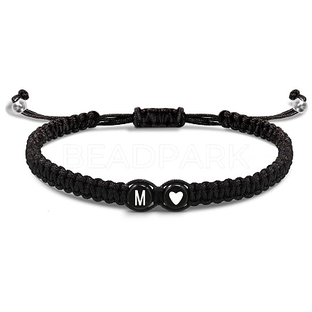 304 Stainless Steel Alphabet Beads Braided Bead Bracelets RY3090-13-1