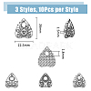 DICOSMETIC 30Pcs 3 Styles Tibetan Style Alloy Pendants FIND-DC0005-37-2