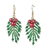 Leaf Glass Pearl Dangle Earrings EJEW-TA00739-2
