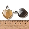 Heart Natural Grey Agate Pendants G-Q438-11-3
