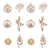 Cheriswelry 12Pcs 6 Style Brass Micro Pave Clear Cubic Zirconia Pendants KK-CW0001-04-1