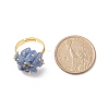 Natural Mixed Gemstone Chips Flower Adjustable Ring RJEW-JR00556-3