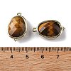 Natural Tiger Eye Faceted Oval Connector Charms G-H323-02G-08-3