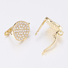 Brass Micro Pave Cubic Zirconia Hoop Earring Findings with Latch Back Closure X-ZIRC-K075-24G-1