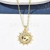 Brass Micro Pave Clear Cubic Zirconia Sun Pendant Necklaces for Women NJEW-S449-05B-G-3