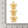 Brass Pave Clear Cubic Zirconia Three Flower Links Connector Charms KK-P277-51G-3