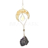 Natural Citrine Chips & Brass Moon Suncatchers HJEW-JM05018-02-1