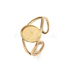 Real 18K Gold Plated 304 Stainless Steel Cuff Ring Components STAS-A191-12B-G-1