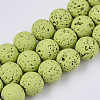 Spray Painted Natural Lava Rock Beads Strands G-N0324-C-08-1