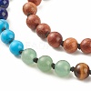 Round Wood & Mixed Gemstone Beaded Double Layer Necklace with Brass Magnetic Claslp NJEW-JN03857-7