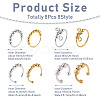 Spritewelry 8Pcs 8 Style Brass Rotating Beaded Cuff Rings RJEW-SW0001-01-11