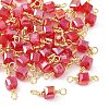 Glass Faceted Cube Connector Charms KK-C097-10G-03-1