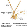 304 Stainless Steel Bamboo Initial Pendant Necklaces for Men Women WM4386-10-1