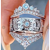 3Pcs Brass Micro Pave Clear Cubic Zirconia Finger Rings for Women FS-WGDAF26-10-1