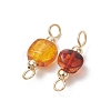 Natural Amber Connector Charms PALLOY-JF05366-3