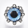 Adjustable Alloy Glass Finger Rings RJEW-T006-03B-2
