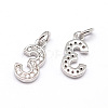 Real Platinum Plated Tone Brass Micro Pave Cubic Zirconia Number Charms ZIRC-E011-03-1