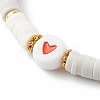 Polymer Clay Heishi Beads Stretch Bracelets Sets for Valentine's Day BJEW-JB06298-02-9