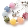 Natural Mixed Gemstone Braided Teardrop Dangle Earrings with Charms EJEW-JE04951-7