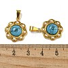 Ion Plating(IP) 304 Stainless Steel Pave Synthetic Turquoise Pendants STAS-U024-16G-05-3