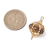 Natural Tiger Eye Round and Glass Seed Beaded Lantern Links Connector Charms PALLOY-MZ01176-02-2