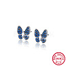 Butterfly Rhodium Plated 925 Sterling Silver Micro Pave Cubic Zirconia Stud Earrings DX6488-2-1