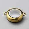 Flat Round 304 Stainless Steel Floating Lockets Connector Charms FIND-WH0032-57G-01-2