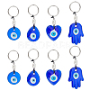  8Pcs 4 Style Natural Cultured Freshwater Pearl Loose Beads & Handmade Lampwork Evil Eye Pendant Keychains KEYC-NB0001-56-1