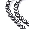 Handmade Evil Eye Lampwork Flat Round Bead Strands LAMP-L058-8mm-10-2