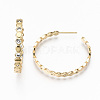 Brass Micro Pave Clear Cubic Zirconia Half Hoop Earrings KK-R117-050-NF-3