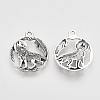 Tibetan Style Alloy Howling Wolf Pendants TIBEP-T009-07AS-RS-2