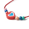 Cute Heart Wood Bead Bracelet for Kid BJEW-JB06753-03-5
